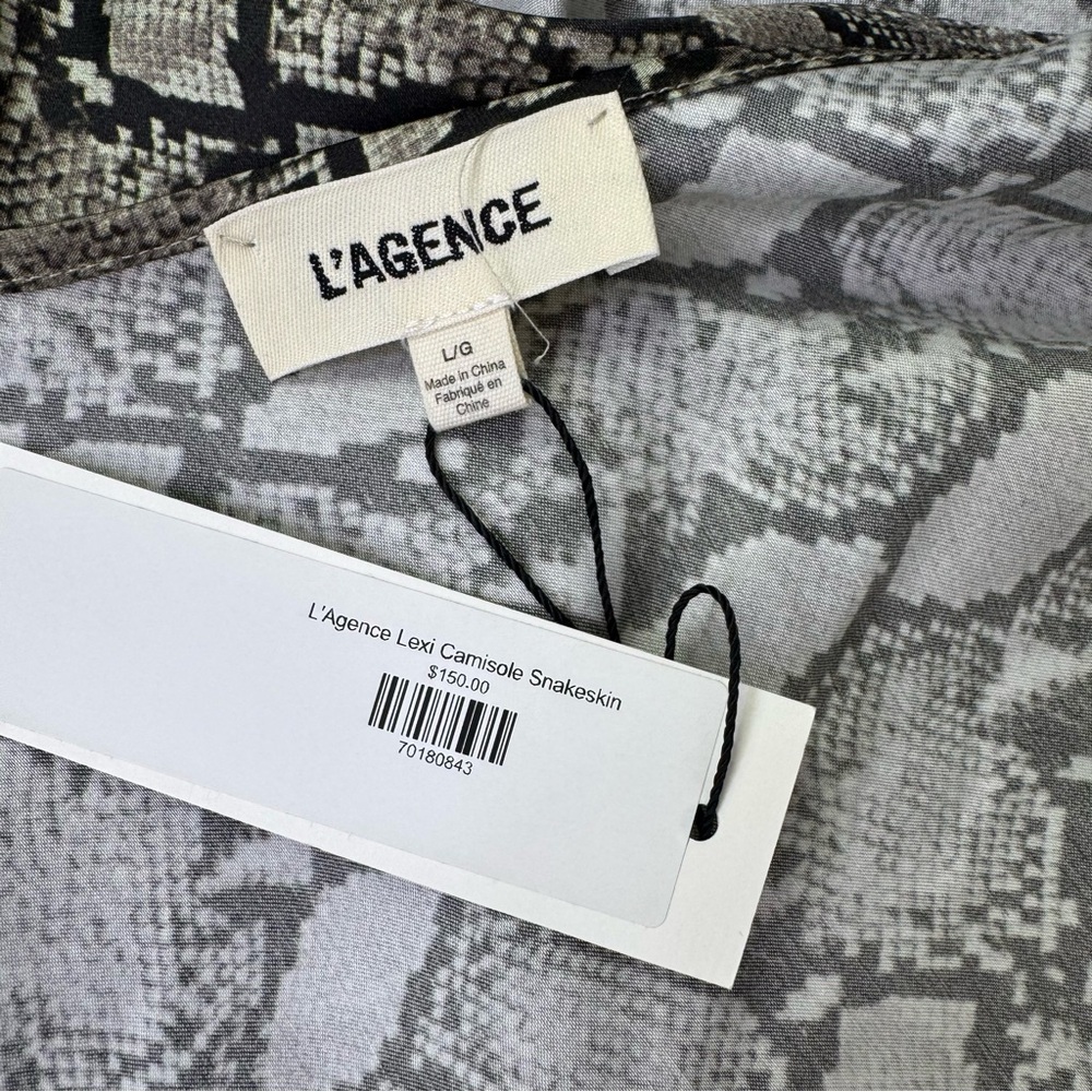 NEW L’Agence Lexi Snake Print Satin Cami Top Size Large - Picture 4 of 5